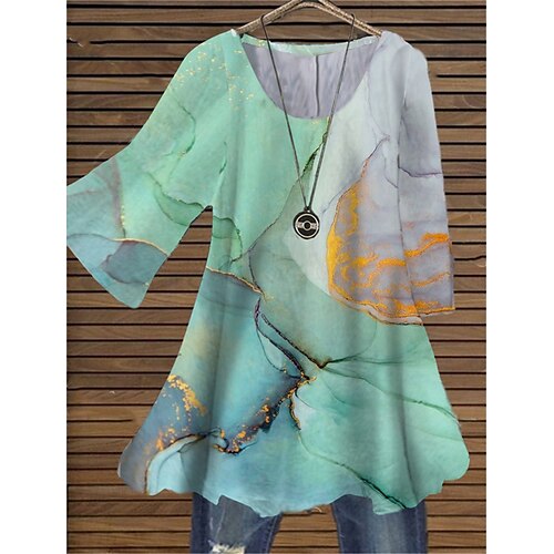 Women's Plus Size Tops Blouse Shirt Color Gradient Print 3/4 Length Sleeve Crewneck Casual Daily Holiday Cotton Spandex Jersey Winter Fall Blue
Women's Plus Size Tops Blouse Shirt Color Gradient Print 3/4 Length Sleeve Crewneck Casual Daily Holiday Cotton Spandex Jersey Winter Fall Blue