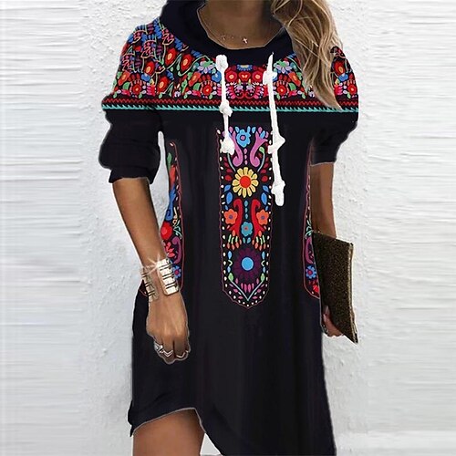Women's Hoodie Dress Winter Dress Black Long Sleeve Floral Print Winter Fall Hooded Vacation Casual Fall Dress 2022 S M L XL XXL 3XL
Women's Hoodie Dress Winter Dress Black Long Sleeve Floral Print Winter Fall Hooded Vacation Casual Fall Dress 2022 S M L XL XXL 3XL