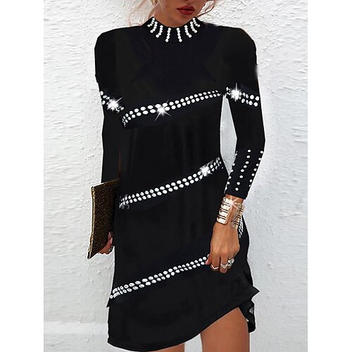 Women's Shift Dress Black Long Sleeve Pure Color Ruched Winter Fall Stand Collar Stylish Modern Party Fall Dress 2022 S M L XL XXL 3XL / Winter Dress
Women's Shift Dress Black Long Sleeve Pure Color Ruched Winter Fall Stand Collar Stylish Modern Party Fall Dress 2022 S M L XL XXL 3XL / Winter Dress