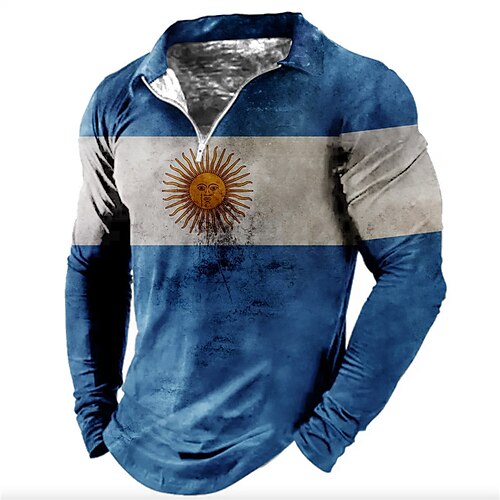 Men's Collar Polo Shirt Golf Shirt World Cup 2022 Turndown Blue 3D Print Outdoor Sports Long Sleeve Zipper Print Clothing Apparel Fashion Designer Casual Breathable
Men's Collar Polo Shirt Golf Shirt World Cup 2022 Turndown Blue 3D Print Outdoor Sports Long Sleeve Zipper Print Clothing Apparel Fashion Designer Casual Breathable