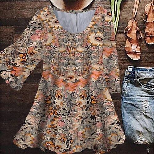 Women's Plus Size Tops Blouse Shirt Floral Print 3/4 Length Sleeve Crewneck Casual Daily Holiday Cotton Spandex Jersey Winter Fall Yellow
Women's Plus Size Tops Blouse Shirt Floral Print 3/4 Length Sleeve Crewneck Casual Daily Holiday Cotton Spandex Jersey Winter Fall Yellow