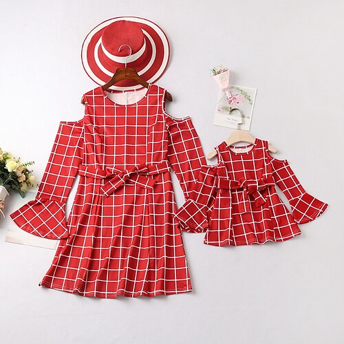 Mommy and Me Dresses Plaid Causal Red Long Sleeve Knee-length Basic Matching Outfits
Mommy and Me Dresses Plaid Causal Red Long Sleeve Knee-length Basic Matching Outfits