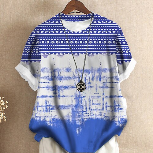 Women's Plus Size Tops T shirt Tee Tie Dye Striped Print Short Sleeve Crewneck Streetwear Daily Sports Cotton Spandex Jersey Spring Summer Blue Purple
Women's Plus Size Tops T shirt Tee Tie Dye Striped Print Short Sleeve Crewneck Streetwear Daily Sports Cotton Spandex Jersey Spring Summer Blue Purple