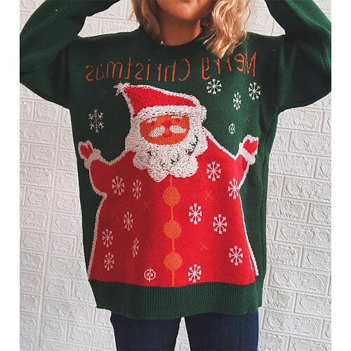 Women's Ugly Christmas Sweater Pullover Sweater Jumper Ribbed Knit Knitted Letter Crew Neck Stylish Casual Outdoor Christmas Winter Fall Green Red One-Size / Long Sleeve / Weekend / Regular Fit
Women's Ugly Christmas Sweater Pullover Sweater Jumper Ribbed Knit Knitted Letter Crew Neck Stylish Casual Outdoor Christmas Winter Fall Green Red One-Size / Long Sleeve / Weekend / Regular Fit