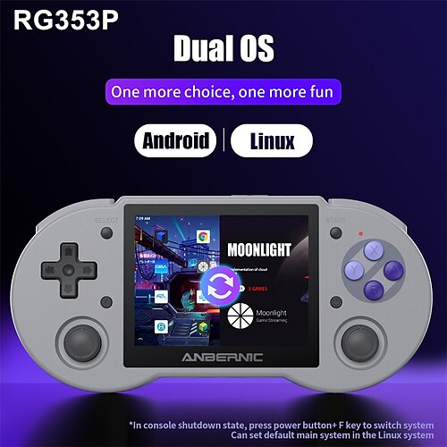 

ANBERNIC New RG353P Handheld Game Console 3.5 Inch Multi-touch Screen Android Linux System HDMI-compatible Player 64G 4400 Games Christmas Gift for Boys and Girls