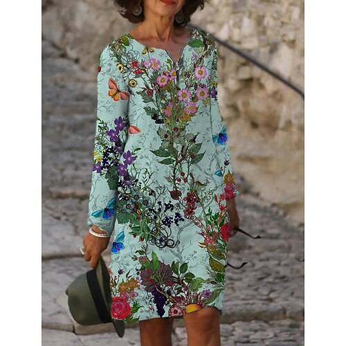 Women's Casual Dress Blue Purple Light Green Long Sleeve Print Zipper Print Winter Fall Crew Neck Casual Modern Fall Dress 2022 S M L XL 2XL 3XL 4XL 5XL 6XL / Winter Dress
Women's Casual Dress Blue Purple Light Green Long Sleeve Print Zipper Print Winter Fall Crew Neck Casual Modern Fall Dress 2022 S M L XL 2XL 3XL 4XL 5XL 6XL / Winter Dress