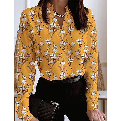 Women's Blouse Shirt Black Blue Pink Floral Print Long Sleeve Casual Holiday Basic V Neck Regular Floral S
Women's Blouse Shirt Black Blue Pink Floral Print Long Sleeve Casual Holiday Basic V Neck Regular Floral S
