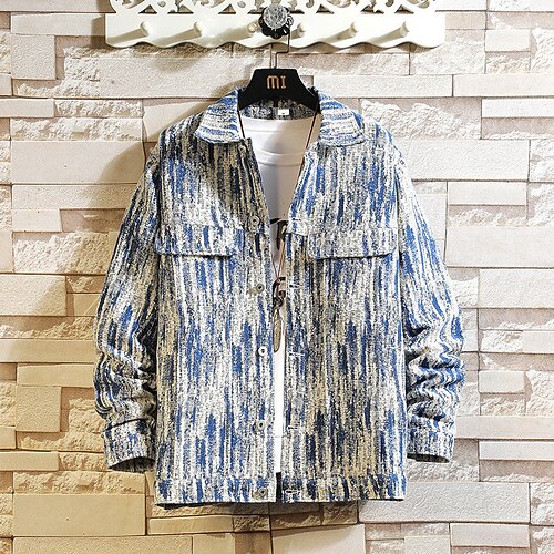 Men's Coat With Pockets Daily Wear Vacation Going out Single Breasted Turndown Streetwear Casual Daily Outdoor Jacket Outerwear Graphic Print Blue Black / Denim / Long Sleeve
Men's Coat With Pockets Daily Wear Vacation Going out Single Breasted Turndown Streetwear Casual Daily Outdoor Jacket Outerwear Graphic Print Blue Black / Denim / Long Sleeve