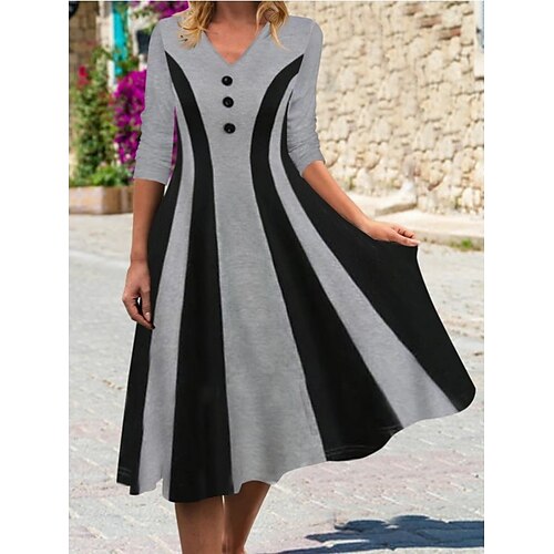 Women's Casual Dress Shift Dress Midi Dress Grey Long Sleeve Striped Button Winter Fall Autumn V Neck Modern Winter Dress Fall Dress 2022 S M L XL 2XL 3XL
Women's Casual Dress Shift Dress Midi Dress Grey Long Sleeve Striped Button Winter Fall Autumn V Neck Modern Winter Dress Fall Dress 2022 S M L XL 2XL 3XL