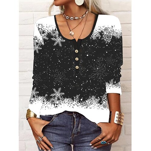 Chemise Femme Noir Blanche Rouge Motif de flocon de neige Bouton Imprimer manche longue Casual Fin de semaine Vêtement de rue Décontractées Col Rond Normal Standard S
Chemise Femme Noir Blanche Rouge Motif de flocon de neige Bouton Imprimer manche longue Casual Fin de semaine Vêtement de rue Décontractées Col Rond Normal Standard S