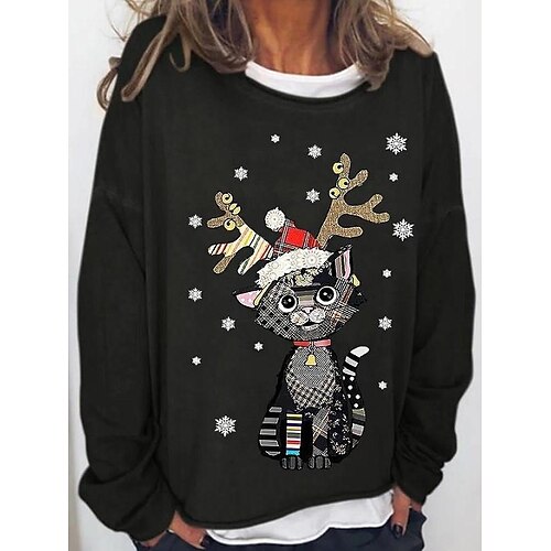 Women's Sweatshirt Pullover Streetwear Christmas Light Blue dark brown Olive Green Cat Christmas Round Neck Long Sleeve S M L XL 2XL 3XL
Women's Sweatshirt Pullover Streetwear Christmas Light Blue dark brown Olive Green Cat Christmas Round Neck Long Sleeve S M L XL 2XL 3XL