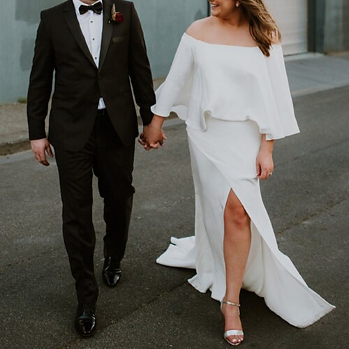 Linea-A Abiti da sposa taglie forti minimalista Vestito Abiti da festa Strascico a terra Mezza manica Senza spalline Tessuto elasticizzato con Con balze Fessura 2023
Linea-A Abiti da sposa taglie forti minimalista Vestito Abiti da festa Strascico a terra Mezza manica Senza spalline Tessuto elasticizzato con Con balze Fessura 2023
