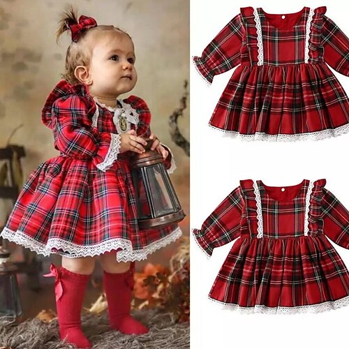 Toddler Girls' Christmas Dress Plaid Party Dress Performance Anniversary Red Long Sleeve Active Cute Dresses Christmas Fall Winter 3-7 Years
Toddler Girls' Christmas Dress Plaid Party Dress Performance Anniversary Red Long Sleeve Active Cute Dresses Christmas Fall Winter 3-7 Years