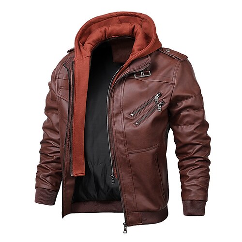 Men's Winter Jacket Winter Coat Faux Leather Jacket Durable Casual / Daily Daily Wear Vacation To-Go Zipper Hooded Comfort Leisure Jacket Outerwear Solid / Plain Color Pocket Black Burgundy Brown
Men's Winter Jacket Winter Coat Faux Leather Jacket Durable Casual / Daily Daily Wear Vacation To-Go Zipper Hooded Comfort Leisure Jacket Outerwear Solid / Plain Color Pocket Black Burgundy Brown