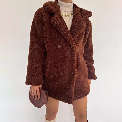 Women's Sherpa jacket Fleece Jacket Teddy Coat Warm Breathable Outdoor Daily Wear Vacation Going out Button Pocket Double Breasted Turndown Modern Comfortable Street Style Plush Solid Color Regular
Women's Sherpa jacket Fleece Jacket Teddy Coat Warm Breathable Outdoor Daily Wear Vacation Going out Button Pocket Double Breasted Turndown Modern Comfortable Street Style Plush Solid Color Regular