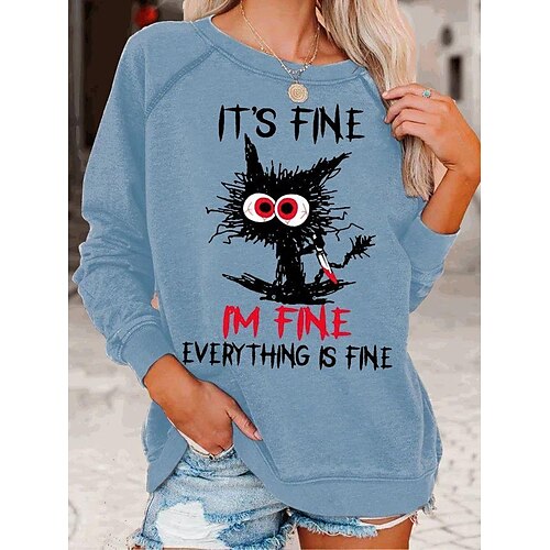 Women's Sweatshirt Pullover Basic Blue Dark Blue Brown Cat Street Round Neck Long Sleeve S M L XL 2XL 3XL
Women's Sweatshirt Pullover Basic Blue Dark Blue Brown Cat Street Round Neck Long Sleeve S M L XL 2XL 3XL