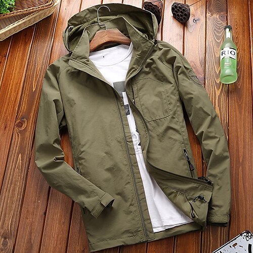 Men's Casual Jacket Durable Daily Wear Vacation To-Go Single Breasted Hooded Comfort Leisure Jacket Outerwear Solid / Plain Color Pocket khaki Army Green Black
Men's Casual Jacket Durable Daily Wear Vacation To-Go Single Breasted Hooded Comfort Leisure Jacket Outerwear Solid / Plain Color Pocket khaki Army Green Black