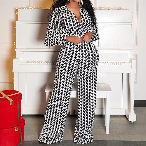 Women's Jumpsuit High Waist Print Houndstooth V Neck Streetwear Street Going out Regular Fit Long Sleeve Yellow Red White S M L Winter
Women's Jumpsuit High Waist Print Houndstooth V Neck Streetwear Street Going out Regular Fit Long Sleeve Yellow Red White S M L Winter