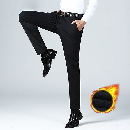 Men's Dress Pants Fleece Pants Winter Pants Trousers Pocket Solid Color Comfort Breathable Business Casual Daily Retro Vintage Formal Navy Blue Black Stretchy
Men's Dress Pants Fleece Pants Winter Pants Trousers Pocket Solid Color Comfort Breathable Business Casual Daily Retro Vintage Formal Navy Blue Black Stretchy