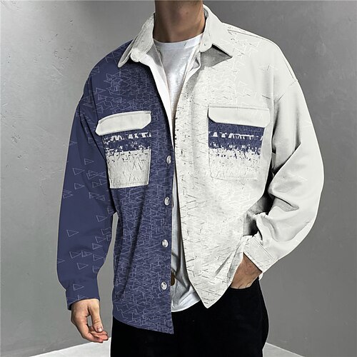 Men's Jacket With Pockets Daily Wear Vacation Going out Single Breasted Turndown Streetwear Sport Casual Jacket Outerwear Color Block Front Pocket Print Blue / Long Sleeve
Men's Jacket With Pockets Daily Wear Vacation Going out Single Breasted Turndown Streetwear Sport Casual Jacket Outerwear Color Block Front Pocket Print Blue / Long Sleeve