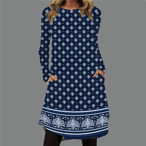 Women's Casual Dress T Shirt Dress Tee Dress Shift Dress Mini Dress Blue Long Sleeve Floral Pocket Winter Fall Autumn Crew Neck 2022 S M L XL XXL 3XL
Women's Casual Dress T Shirt Dress Tee Dress Shift Dress Mini Dress Blue Long Sleeve Floral Pocket Winter Fall Autumn Crew Neck 2022 S M L XL XXL 3XL