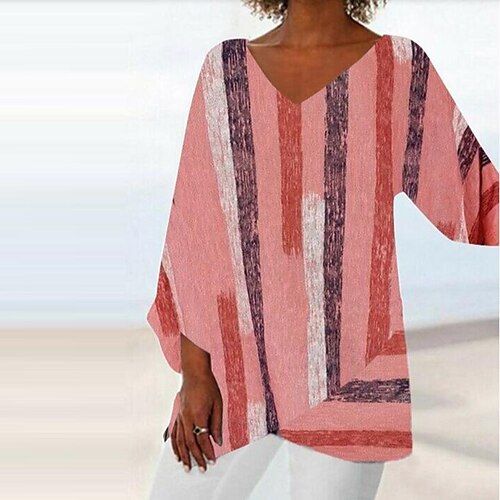Women's Shirt Green Red Striped Asymmetric Print Long Sleeve Holiday Weekend Streetwear Casual V Neck Long S
Women's Shirt Green Red Striped Asymmetric Print Long Sleeve Holiday Weekend Streetwear Casual V Neck Long S