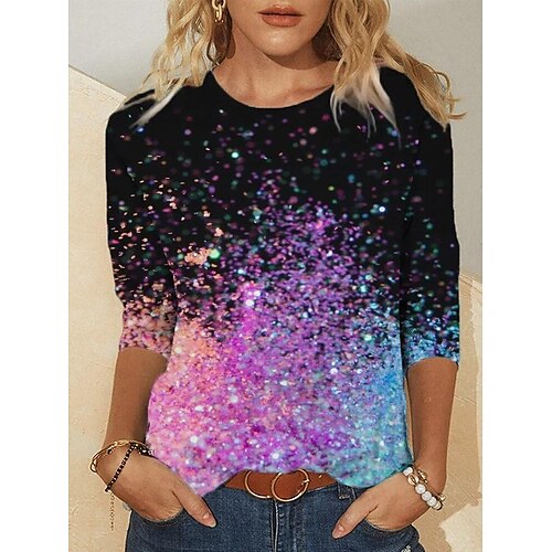 Women's T shirt Tee Black Purple Golden Graphic Print Long Sleeve Daily Weekend Basic Round Neck Regular Painting S
Women's T shirt Tee Black Purple Golden Graphic Print Long Sleeve Daily Weekend Basic Round Neck Regular Painting S