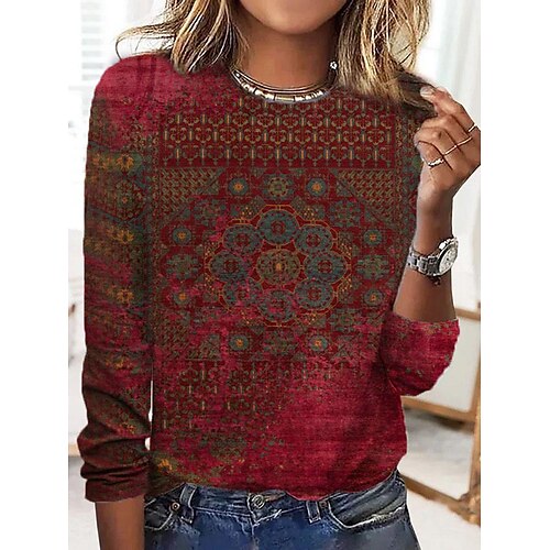 Women's Shirt Blue Purple Light Brown Graphic Print Long Sleeve Casual Sports Basic Round Neck Regular S
Women's Shirt Blue Purple Light Brown Graphic Print Long Sleeve Casual Sports Basic Round Neck Regular S
