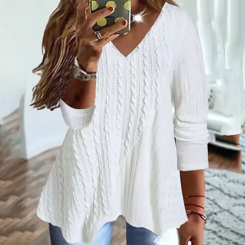 Women's Plus Size Tops Tunic Shirts Plain Long Sleeve V Neck Elegant Casual Daily Going out Cotton Winter Fall Blue Gray
Women's Plus Size Tops Tunic Shirts Plain Long Sleeve V Neck Elegant Casual Daily Going out Cotton Winter Fall Blue Gray