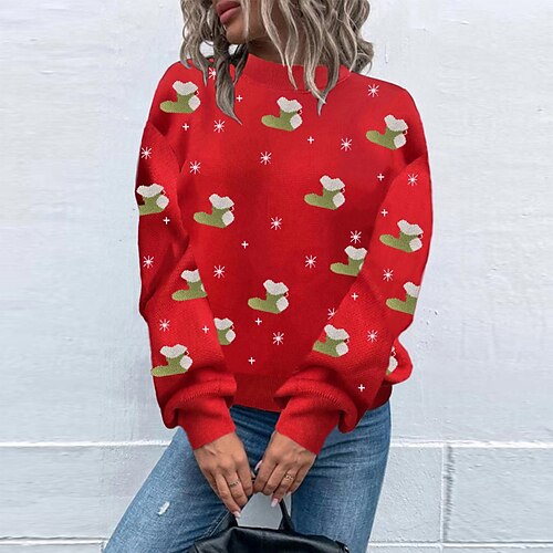 Women's Ugly Sweater Pullover Sweater jumper Jumper Ribbed Knit Knitted Color Block Stand Collar Stylish Casual Christmas Daily Fall Winter Blue Red S M L / Cotton / Long Sleeve
Women's Ugly Sweater Pullover Sweater jumper Jumper Ribbed Knit Knitted Color Block Stand Collar Stylish Casual Christmas Daily Fall Winter Blue Red S M L / Cotton / Long Sleeve