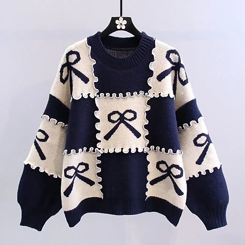 Women's Pullover Sweater jumper Jumper Chunky Knit Tunic Knitted Plaid Crew Neck Stylish Casual Home Daily Drop Shoulder Winter Fall Red Navy Blue One-Size / Long Sleeve / Butterfly / Loose Fit
Women's Pullover Sweater jumper Jumper Chunky Knit Tunic Knitted Plaid Crew Neck Stylish Casual Home Daily Drop Shoulder Winter Fall Red Navy Blue One-Size / Long Sleeve / Butterfly / Loose Fit