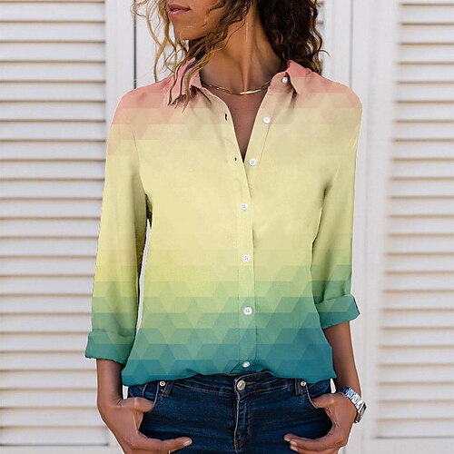 Women's Blouse Color Block Gradient Basic Shirt Collar Standard Spring, Fall, Winter, Summer NSCS01-A12-SM6823 NSCS01-A12-SM6826 NSCS01-A12-SM6827 NSCS01-A12-SM6825
Women's Blouse Color Block Gradient Basic Shirt Collar Standard Spring, Fall, Winter, Summer NSCS01-A12-SM6823 NSCS01-A12-SM6826 NSCS01-A12-SM6827 NSCS01-A12-SM6825