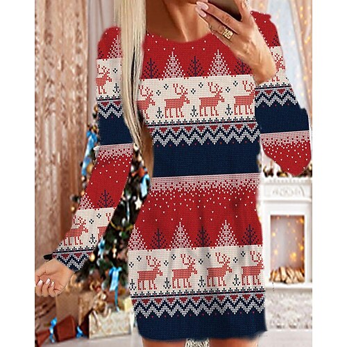 Women's Casual Dress T Shirt Dress Tee Dress Mini Dress Blue Red White Long Sleeve Elk Patchwork Winter Fall Autumn Crew Neck Classic Christmas 2022 S M L XL 2XL 3XL 4XL 5XL 6XL
Women's Casual Dress T Shirt Dress Tee Dress Mini Dress Blue Red White Long Sleeve Elk Patchwork Winter Fall Autumn Crew Neck Classic Christmas 2022 S M L XL 2XL 3XL 4XL 5XL 6XL