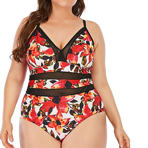 Women's Swimwear One Piece Monokini Bathing Suits Plus Size Swimsuit Mesh Backless Tummy Control High Waist Print Flower Red V Wire Bathing Suits New Vacation Casual / Modern / Spa
Women's Swimwear One Piece Monokini Bathing Suits Plus Size Swimsuit Mesh Backless Tummy Control High Waist Print Flower Red V Wire Bathing Suits New Vacation Casual / Modern / Spa