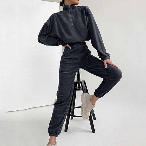 Women's Loungewear Sets Nighty 2 Pieces Pure Color Fashion Sport Simple Home Street Airport Polar Fleece Warm Lapel Long Sleeve Hoodie Pant Winter Fall Khaki Dark Gray
Women's Loungewear Sets Nighty 2 Pieces Pure Color Fashion Sport Simple Home Street Airport Polar Fleece Warm Lapel Long Sleeve Hoodie Pant Winter Fall Khaki Dark Gray