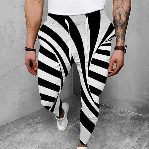Men's Joggers Trousers Casual Pants Drawstring Elastic Waist 3D Print Stripe Graphic Prints Comfort Casual Daily Streetwear Basic Fashion White / Black Black Micro-elastic
Men's Joggers Trousers Casual Pants Drawstring Elastic Waist 3D Print Stripe Graphic Prints Comfort Casual Daily Streetwear Basic Fashion White / Black Black Micro-elastic