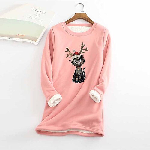 Women's Plus Size Christmas Fleece Tops Animal Cat Print Long Sleeve Crew Neck Casual Sherpa Fleece Vacation Polyester Winter Fall Khaki Red / T Shirt Dress Tee Dress / Casual Dress
Women's Plus Size Christmas Fleece Tops Animal Cat Print Long Sleeve Crew Neck Casual Sherpa Fleece Vacation Polyester Winter Fall Khaki Red / T Shirt Dress Tee Dress / Casual Dress