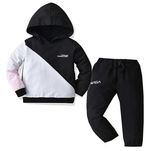 2 Pieces Toddler Boys Hoodie & Pants Outfit Color Block Letter Long Sleeve Pocket Cotton Set School Cool Daily Winter Fall 3-7 Years Black
2 Pieces Toddler Boys Hoodie & Pants Outfit Color Block Letter Long Sleeve Pocket Cotton Set School Cool Daily Winter Fall 3-7 Years Black