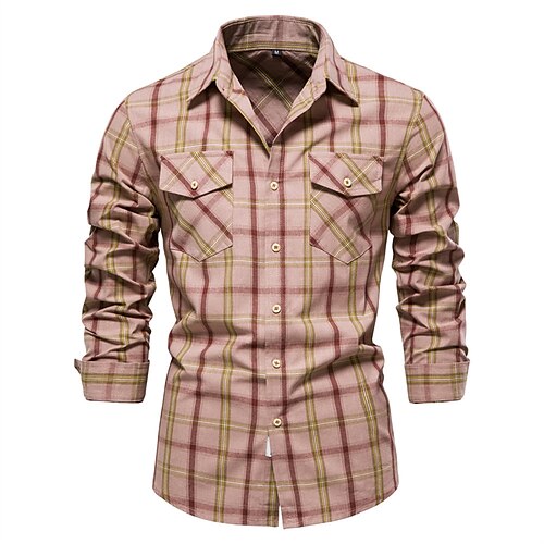 Men's Shirt Work Shirt Plaid Turndown Wine Work Street Long Sleeve Button-Down Print Clothing Apparel Cotton Business Casual Comfortable
Men's Shirt Work Shirt Plaid Turndown Wine Work Street Long Sleeve Button-Down Print Clothing Apparel Cotton Business Casual Comfortable