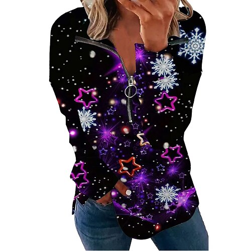 Women's Sweatshirt Casual Christmas Zipper Dark Blue Graphic Snowflake Christmas V Neck Long Sleeve S M L XL XXL 3XL
Women's Sweatshirt Casual Christmas Zipper Dark Blue Graphic Snowflake Christmas V Neck Long Sleeve S M L XL XXL 3XL
