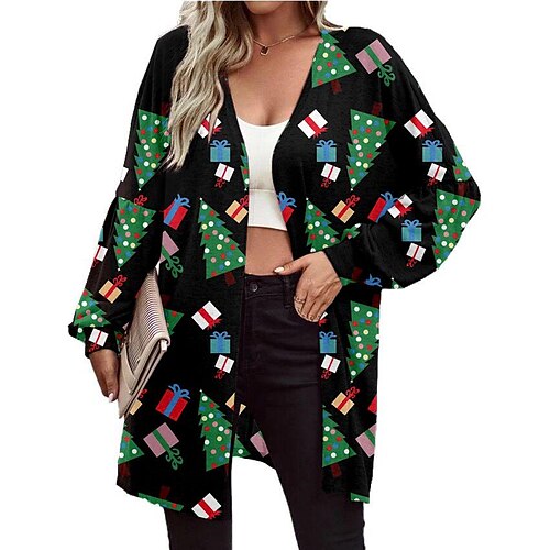 Women's Shirt Shrugs Christmas tree Red snowman Black snowman Santa Claus Snowman Print Long Sleeve Christmas Casual Streetwear V Neck Long S
Women's Shirt Shrugs Christmas tree Red snowman Black snowman Santa Claus Snowman Print Long Sleeve Christmas Casual Streetwear V Neck Long S