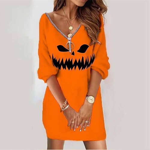 Women's Sweatshirt Dress Shift Dress Short Mini Dress Yellow Orange Long Sleeve Leopard Letter Pumpkin Zipper Print Fall Winter V Neck Vacation Casual Halloween 2022 S M L XL XXL 3XL
Women's Sweatshirt Dress Shift Dress Short Mini Dress Yellow Orange Long Sleeve Leopard Letter Pumpkin Zipper Print Fall Winter V Neck Vacation Casual Halloween 2022 S M L XL XXL 3XL