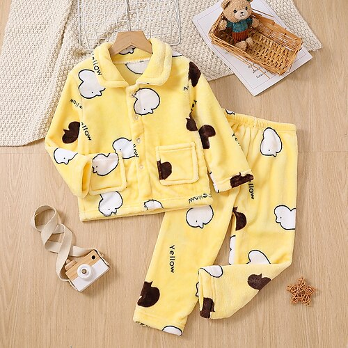 Kids Boys 2 Pieces Pajama Set Long Sleeve Yellow Animal Cartoon Pocket Fall Winter Daily Home 3-7 Years
Kids Boys 2 Pieces Pajama Set Long Sleeve Yellow Animal Cartoon Pocket Fall Winter Daily Home 3-7 Years