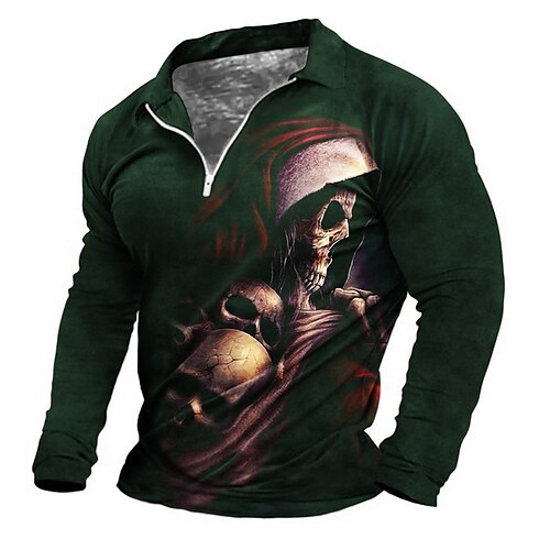 Men's Collar Polo Shirt Golf Shirt Skull Graphic Prints Ugly Christmas Turndown Green Black 3D Print Christmas Halloween Long Sleeve Zipper Print Clothing Apparel Fashion Designer Casual Breathable
Men's Collar Polo Shirt Golf Shirt Skull Graphic Prints Ugly Christmas Turndown Green Black 3D Print Christmas Halloween Long Sleeve Zipper Print Clothing Apparel Fashion Designer Casual Breathable
