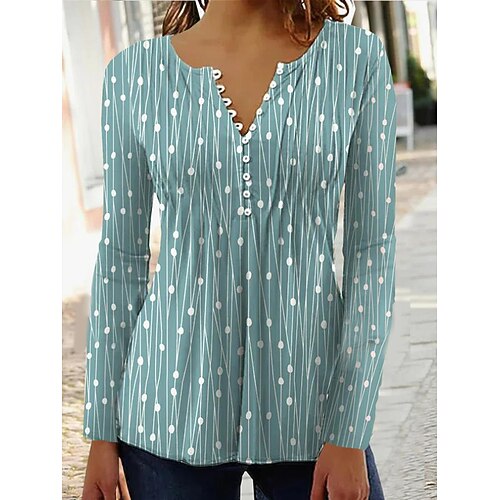 Women's Shirt Green Red Gray Polka Dot Striped Button Print 3/4 Length Sleeve Casual Weekend Streetwear Round Neck Regular S
Women's Shirt Green Red Gray Polka Dot Striped Button Print 3/4 Length Sleeve Casual Weekend Streetwear Round Neck Regular S