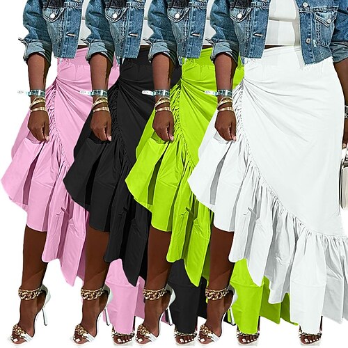 Women's Skirt Ruffle Solid Color Modern Standard Spring, Fall, Winter, Summer Green Pink White Black
Women's Skirt Ruffle Solid Color Modern Standard Spring, Fall, Winter, Summer Green Pink White Black