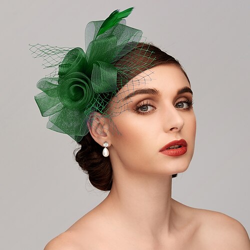 

Elegant Fascinator Hats Net Mesh Tulle Headpiece Clip Headband with Feather Flower Floral Kentucky Derby Wedding Tea Party Horse Race Cocktail Vintage for Women