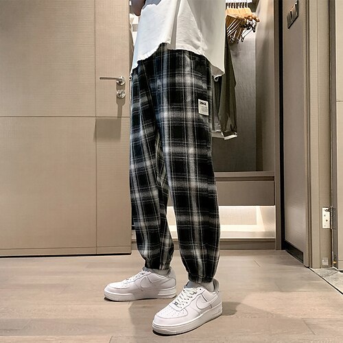 Men's Joggers Trousers Casual Pants Pocket Drawstring Elastic Waist Plaid Comfort Breathable Full Length Daily Going out Streetwear Fashion Chic & Modern Black Micro-elastic
Men's Joggers Trousers Casual Pants Pocket Drawstring Elastic Waist Plaid Comfort Breathable Full Length Daily Going out Streetwear Fashion Chic & Modern Black Micro-elastic