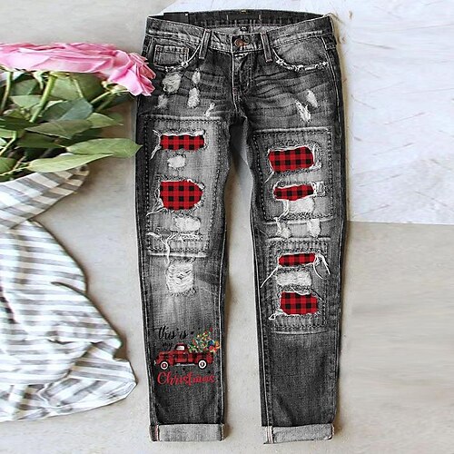 Women's Jeans Distressed Jeans Denim Light Blue Dark Blue Grey Fashion Christmas Christmas Street Casual Side Pockets Baggy Micro-elastic Full Length Comfort Graphic S M L XL XXL / Cut Out / Ripped
Women's Jeans Distressed Jeans Denim Light Blue Dark Blue Grey Fashion Christmas Christmas Street Casual Side Pockets Baggy Micro-elastic Full Length Comfort Graphic S M L XL XXL / Cut Out / Ripped