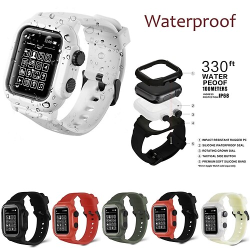 1PC Smart Watch Band with Case Compatible with Apple iWatch Series 6/5/4 / SE Sport Band for iWatch Smartwatch Strap Wristband Silicone Waterproof Adjustable Breathable
1PC Smart Watch Band with Case Compatible with Apple iWatch Series 6/5/4 / SE Sport Band for iWatch Smartwatch Strap Wristband Silicone Waterproof Adjustable Breathable